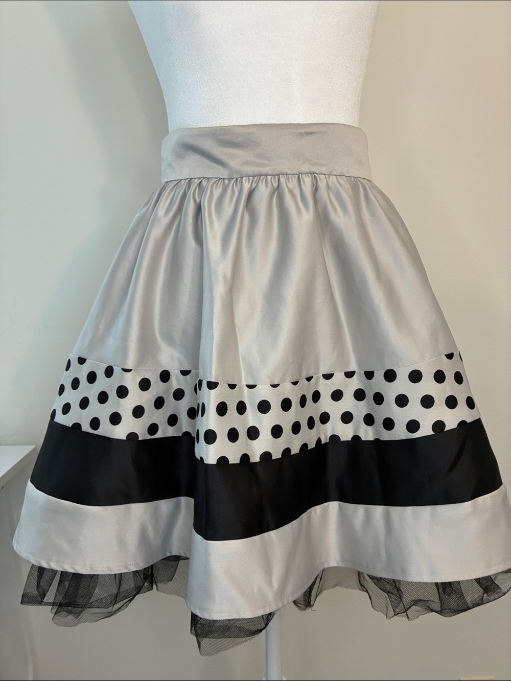 XX1 Twist Satin Skirt in Light Silver